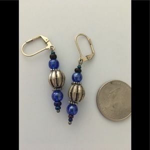OOAK blue and‎ silver colored earrings